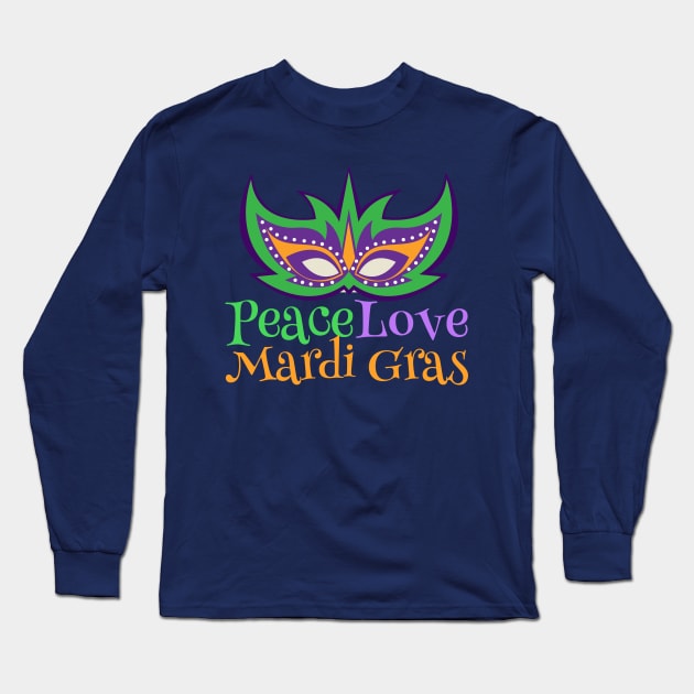 Peace Love Mardi Gras Long Sleeve T-Shirt by epiclovedesigns